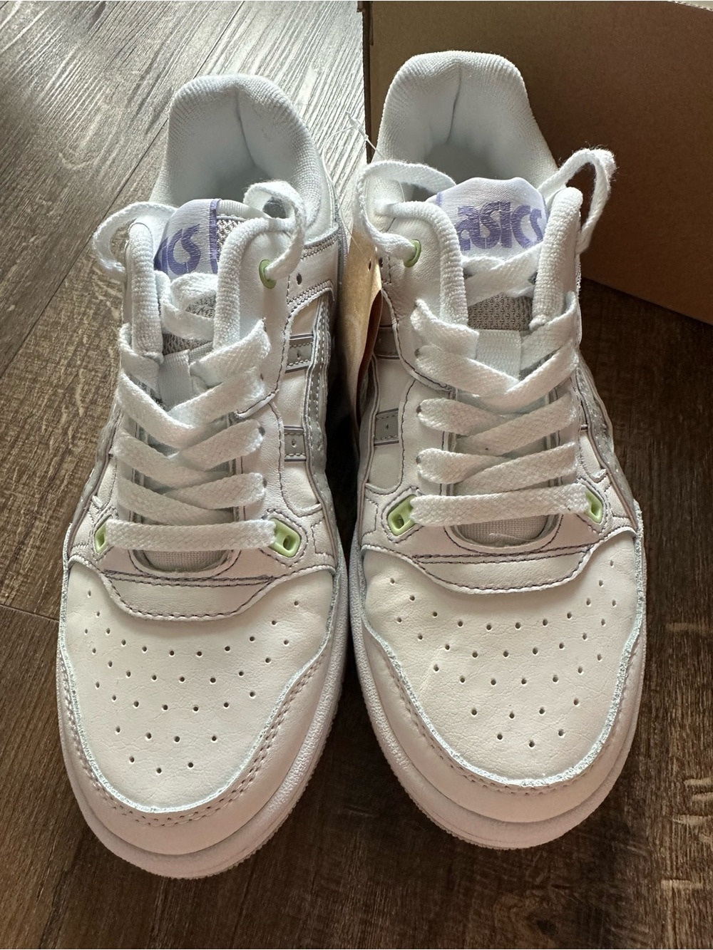 ASICS White Sneakers with Silver Logos & Lime Accents - Picture 5 of 11
